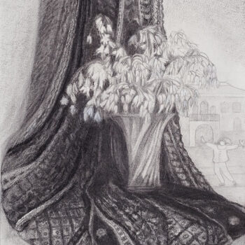 White bells on black cloth