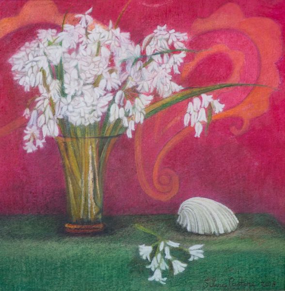 Still-life in green, red and white